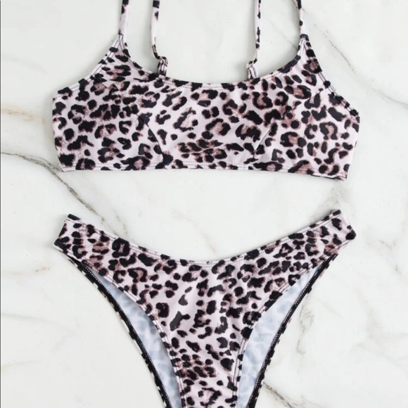 leopard print bikini Brazilian thong boho - Picture 2 of 3